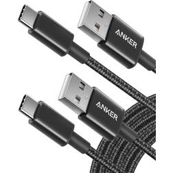 Anker USB C Cable, [2-Pack, 10ft] Premium Nylon USB A to USB C Charger Cable for Samsung Galaxy S10 S10 LG V30, Beats Fit Pro and Charging Cord for USB C Port Camera USB 2.0, Black